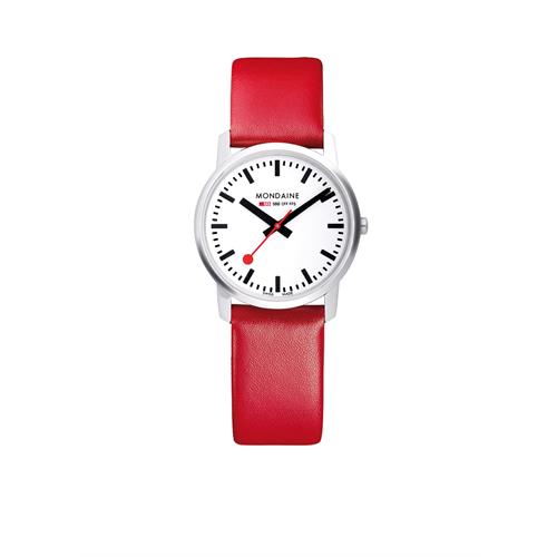 Mondaine horloge Simply Elegant met rode band